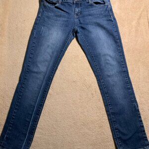 Rue 21 Women 9/10 Denim Blue Straight Leg Low Raise 5 Pocket Button Zip Jeans